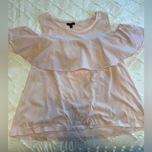 Lane Bryant Light Pink Ruffle Off-Shoulder Blouse